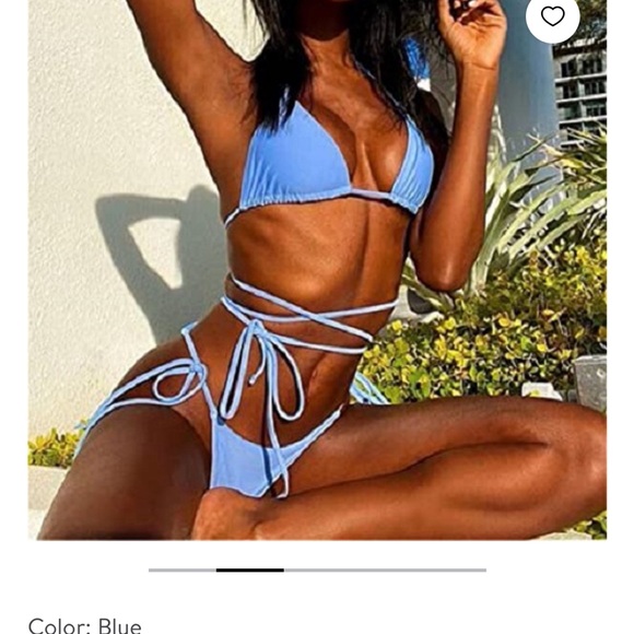Sexy Bikini Halter Padded Top String Tie Thong Two
Piece Triangle Swimsuit - Picture 3 of 3